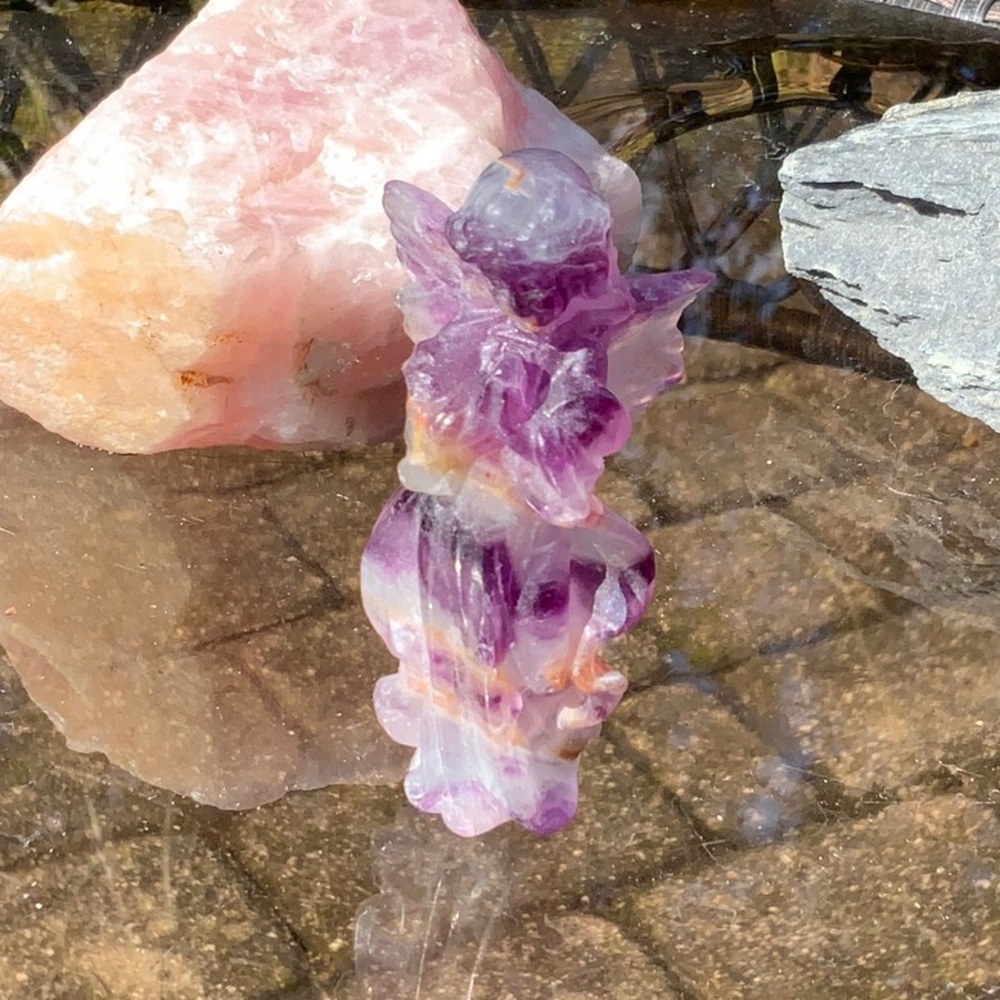 RAINBOW FLUORITE HAND CARVED ANGEL